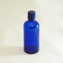 Bottle 100 ml Glass Cobalt blue with Blue Cap - Tamper Evident Seal Dropper Insert